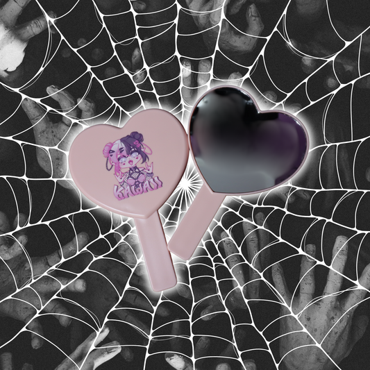 Kawaii Goth Pink Heart Mirror